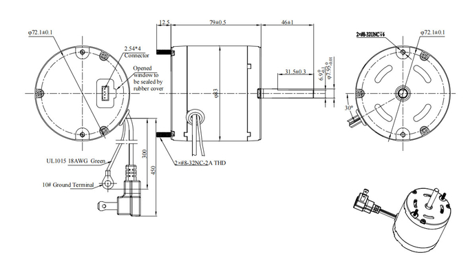 3,3" moteur Sensorless Constant Airflow 20VAC 230VAC de l'EC 4